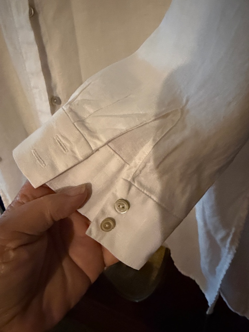 Eileen Fisher Shirt Womens -M- White Linen Button Front Long Sleeve Tunic Top - Picture 9 of 9